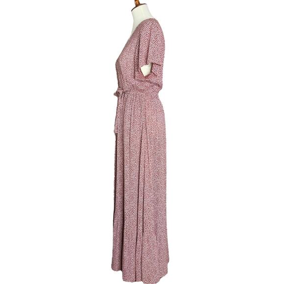 Abercrombie & Fitch Short Sleeve V-Neck Maxi Dress With Tie Waist Flowy Large - Picture 5 of 12